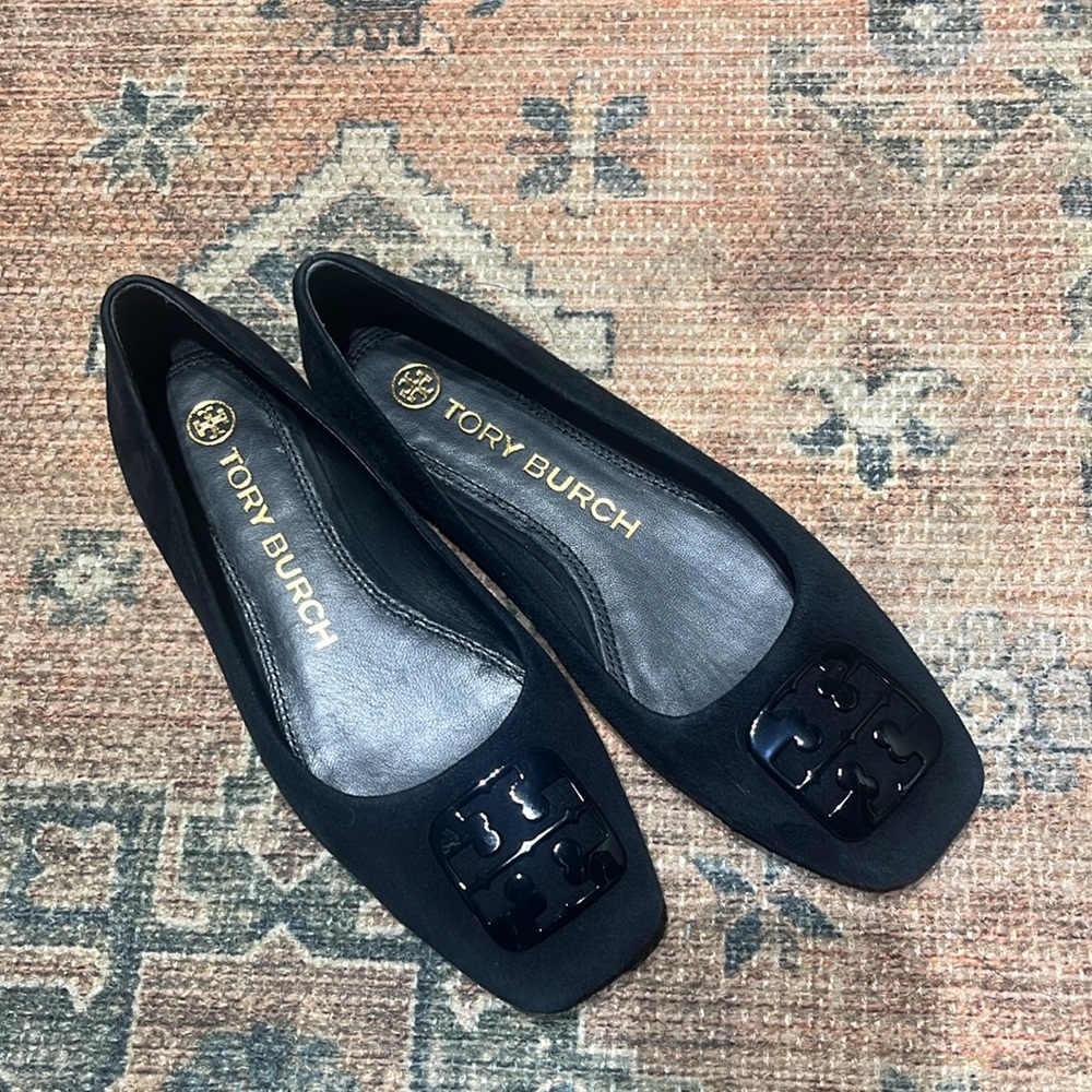 Tory‎ Burch 'Georgia' Square Toe Suede Ballet Flats - Picture 4 of 6